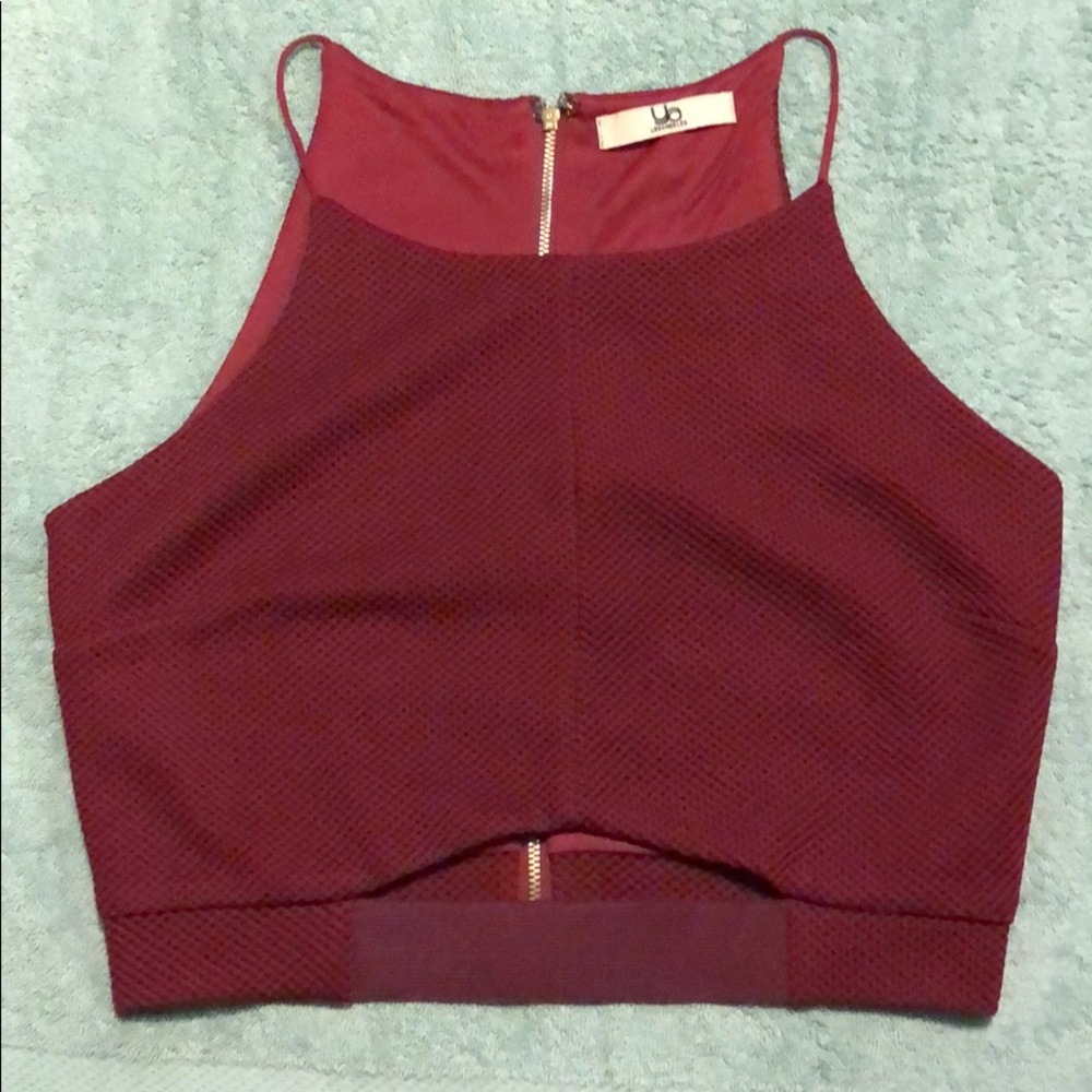 BNWOT Burgundy Cut Out Crop Top